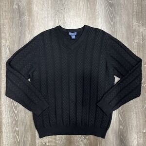 Joseph & Lyman Cashmere Sweater Mens Large Cable Knit Pullover V Neck Jumper